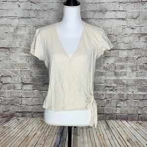 Madewell Crop Top Faux Wrap Shirt